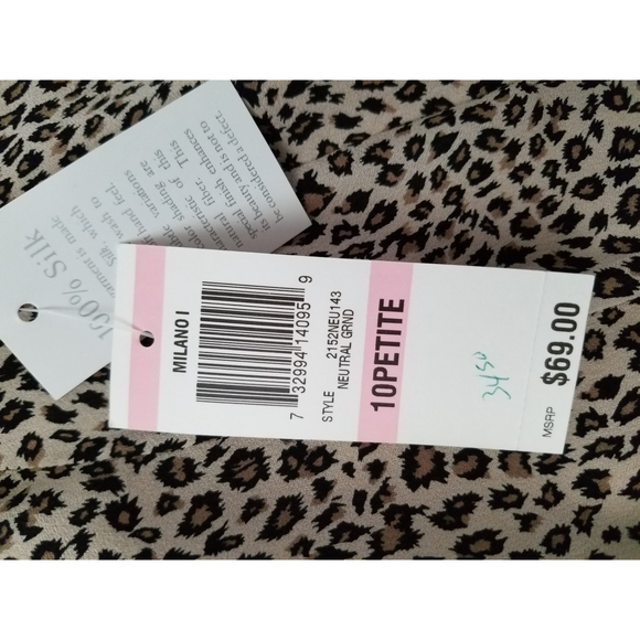 NWT Charter Club Brown Tan Leopard prints 100% silk Women's Skirt Size 10P - Picture 8 of 10